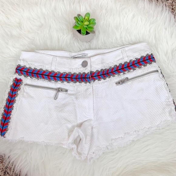 Rebecca Minkoff Pants - Rebecca Minkoff White Red Blue Bianca Studs Shorts